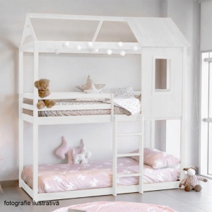 PAT SUPRAETAJAT PENTRU CAMERA COPIILOR MONTESSORI ATRISA, ALB, STIL MODERN, TK