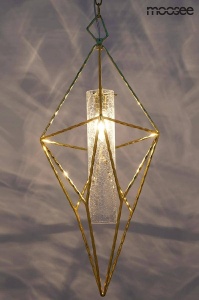 PENDUL HAVANA L, AURIU/TRANSPARENT, DIN METAL SI STICLA, STIL MODERN