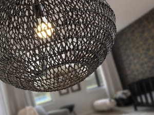 PENDUL MAON, 50 CM, NEGRU/NEGRU, DIN METAL SI FIBRE DE HARTIE, STIL MODERN - Img 2