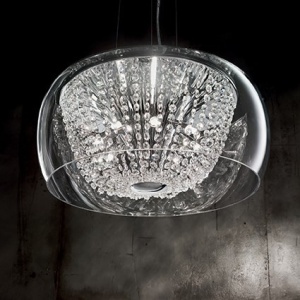 PENDUL MODERN CU CRISTAL, AUDI-61 SP6, CHROME, IDEAL LUX