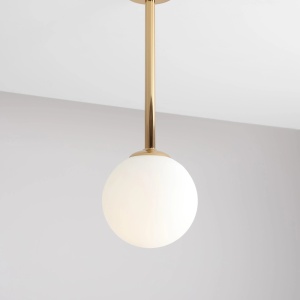 PENDUL PINNE SHORT, 42 CM, AURIU, DIN STICLA SI METAL, STIL MODERN