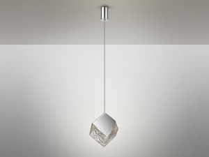 PENDUL PRISCILA, 24 CM, CROM/TRANSPARENT, DIN METAL SI STICLA, STIL MODERN