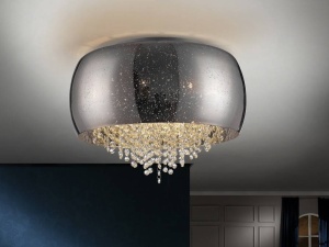PLAFONIERA CAELUM, 50 CM, CROM/TRANSPARENT, DIN METAL SI STICLA, STIL MODERN