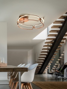 PLAFONIERA COLETTE, 47CM, AURIU ROSE/OPAL, DIN ALUMINIU SI SILICON, STIL MODERN