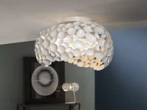 PLAFONIERA NARISA, 47 CM, ALB MAT/OPAL, DIN METAL SI ACRIL, STIL MODERN