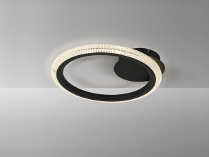PLAFONIERA RING, 42 CM, NEGRU MAT/TRANSPARENT, DIN METAL, ALUMINIU SI ACRIL, STIL MODERN - Img 3