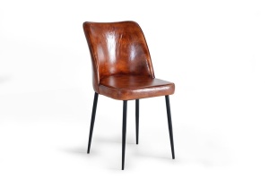 SCAUN 6137, MARO/NEGRU, DIN PIELE NATURALA SI METAL, STIL INDUSTRIAL G&C