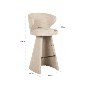 SCAUN DE BAR GATSBI BISCOTTI, S4782, CONFECTIONAT DIN METAL, SPUMA, PLACAJ SI 100% POLIESTER, RICHMOND INTERIORS - Img 4