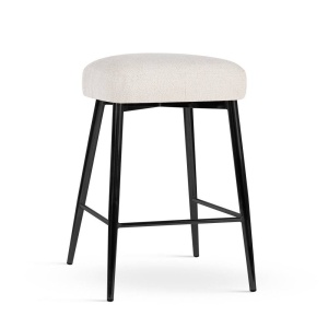 SCAUN DE BAR HIPPO, 60 CM, BEJ/NEGRU, TAPITERIE DIN STOFA FINA SI PICIOARE DIN LEMN, STIL MODERN, ATR
