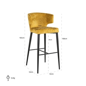 SCAUN DE BAR TAYLOR MUSTARD FUSION 06, S4716, CONFECTIONAT DIN 100% POLIESTER SPUMA SI METAL, RICHMOND INTERIORS - Img 3
