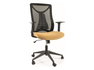 SCAUN DE BIROU Q-330, GALBEN/NEGRU, CU FUNCTIE TILT, TAPITERIE DIN TEXTIL SI PLASA, SI PICIOR DIN METAL, STIL MODERN