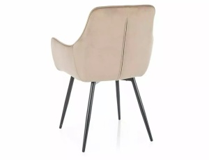 SCAUN DINING FIG, BEJ BLUVEL 28/NEGRU MAT, TAPITERIE DIN CATIFEA SI PICIOARE DIN METAL, STIL MODERN - Img 3