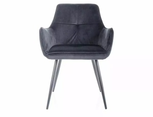 SCAUN DINING GRAPE, NEGRU BLUVEL 19/NEGRU MAT, TAPITERIE DIN CATIFEA SI PICIOARE DIN METAL, STIL MODERN - Img 2