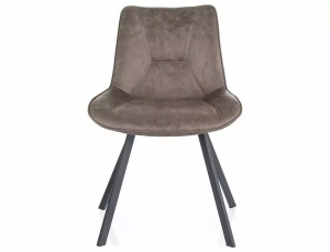 SCAUN DINING LINK, GRI TAP. 213/NEGRU MAT, TAPITERIE DIN MICROFIBRA SI PICIOARE DIN METAL, STIL MODERN - Img 2