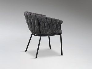 SCAUN DINING MAGMA, 78 CM, GRI INCHIS/NEGRU, TAPITERIE DIN STOFA FINA SI PICIOARE DIN METAL, STIL MODERN - Img 3