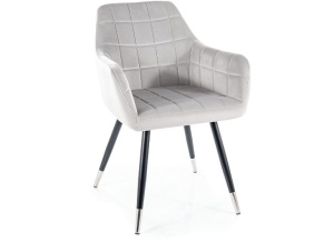 SCAUN DINING NUXE, GRI DESCHIS BLUVEL 03/NEGRU MAT/CROM, TAPITERIE DIN CATIFEA SI PICIOARE DIN METAL, STIL MODERN, SIGNAL - Img 1