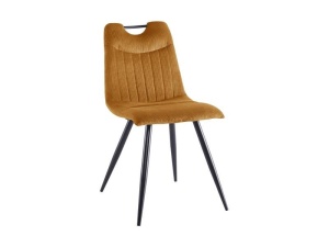SCAUN DINING ORFE 66, GALBEN CURRY/NEGRU, CATIFEA REIATA SI METAL, STIL MODERN, SIGNAL - Img 1