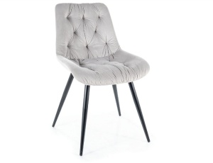 SCAUN DINING PRAGA, GRI DESCHIS BLUVEL 03/NEGRU MAT, TAPITERIE DIN CATIFEA SI PICIOARE DIN METAL, STIL MODERN, SIGNAL - Img 1