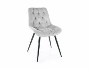 SCAUN DINING PRAGA, GRI DESCHIS BLUVEL 03/NEGRU MAT, TAPITERIE DIN CATIFEA SI PICIOARE DIN METAL, STIL MODERN - Img 1