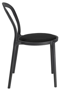 SCAUN DINING/TERASA SLIM, NEGRU, DIN POLIPROPILENA SI STOFA, STIL MODERN B2 - Img 2