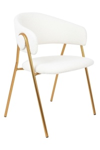 SCAUN DINING VERSO BOUCLE, ALB/AURIU, STIL MODERN