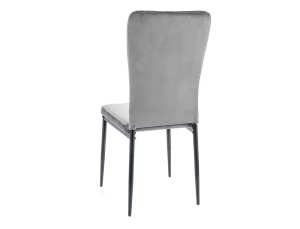 SCAUN DINING VIGO, GRI BLUVEL 14/NEGRU MAT, TAPITERIE DIN CATIFEA SI PICIOARE DIN METAL, STIL MODERN - Img 2