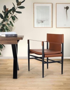 SCAUN ELEGANT, PENTRU OFFICE, MARO/NEGRU, PIELE ECO DE CALITATE SI PICIOARE DIN LEMN