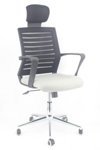 SCAUN OFFICE ALB/GRI/CROM MAX - DESIGN MODERN