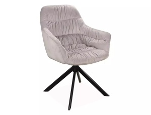 SCAUN PIVOTANT ASTORIA II, GRI DESCHIS BLUVEL 03/NEGRU MAT, TAPITERIE DIN CATIFEA SI PICIOARE DIN METAL, STIL MODERN - Img 1