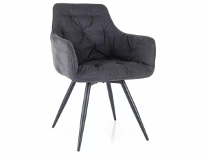 SCAUN PIVOTANT MANGO, GRI 19/NEGRU MAT, TAPITERIE DIN STOFA VARDO SI PICIOARE DIN METAL, STIL MODERN - Img 1