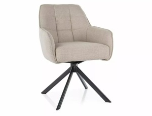 SCAUN PIVOTANT METRO, BEJ DESCHIS 24/NEGRU MAT, TAPITERIE DIN STOFA BJORN SI PICIOARE DIN METAL, STIL MODERN - Img 1