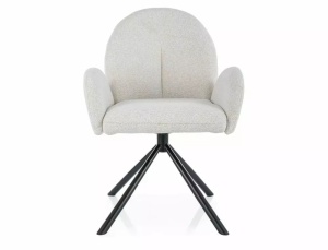 SCAUN PIVOTANT PLANET, BEJ 22/NEGRU MAT, TAPITERIE DIN STOFA RAVEN SI PICIOARE DIN METAL, STIL MODERN - Img 2