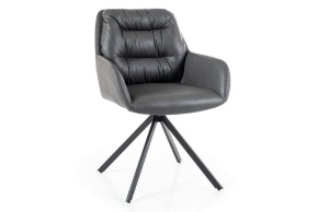 SCAUN PIVOTANT SPELLO, GRI 06/NEGRU MAT, TAPITERIE DIN PIELE ECOLOGICA SI PICIOARE DIN METAL, STIL MODERN - Img 1