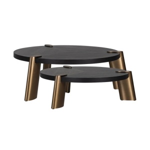 SET 2 MASUTE DE CAFEA BRODY, 3507, CONFECTIONATE DIN FURNIR DE STEJAR, MDF SI OTEL INOXIDABIL, RICHMOND INTERIORS