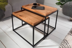 SET 2 MASUTE DE CAFEA, ELEMENTS DIN METAL SI BLAT DIN FURNIR LEMN FAG, COD 39718