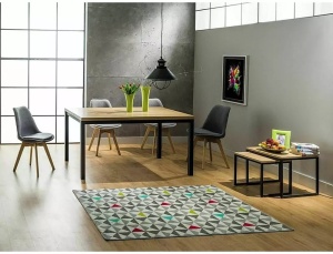 SET 2 MASUTE DE CAFEA LARGO DUO, 40/50 CM, STEJAR/NEGRU, BLAT DIN MDF SI CADRU DIN METAL, STIL MODERN - Img 2