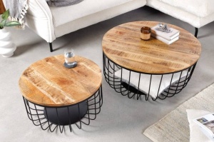 SET 2 MASUTE DE CAFEA, STORAGE, DIN LEMN MASIV SI METAL, DESIGN INDUSTRIAL