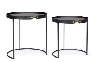 SET 2 MASUTE DE CAFEA ZEINA, ROUND 92, NEGRE, CONFECTIONATE DIN OTEL, STIL MODERN