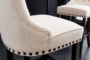 SET 2 SCAUNE BAR, CASTLE DELUXE, DIN LEMN SI MATERIAL DE CULOARE BEJ, DESIGN BAROC - Img 3