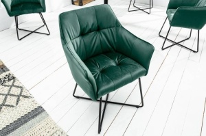 SET 2 SCAUNE, LOFT, TAPITAT IN CATIFEA VERDE, STIL INDUSTRIAL, ARTIM GROUP SELECTION