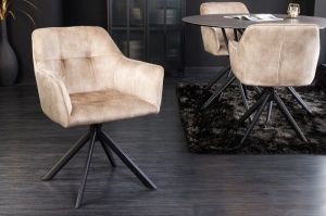 SET 2 SCAUNE, ROTATIV CU BRATE, LOFT, CATIFEA BEJ, STIL LOFT, ARTIM GROUP SELECTION