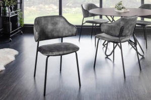 SET 2 SCAUNE TRACY , DIN CATIFEA GRI SI PICIOARE NEGRE, DESIGN INDUSTRIAL