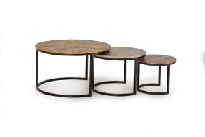 SET 3 MASUTE DE CAFEA MUNRO 1153, MULTICOLORE, DIN METAL, STIL MODERN G&C