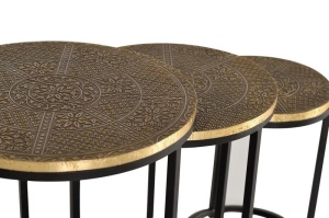 SET 3 MASUTE DE CAFEA NINA, BRONZ MARO/NEGRE, DIN METAL, STIL VINTAGE - Img 2