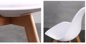 SET DE 4 SCAUNE VEYRON TUY ALB DIN LEMN SI PIELE ECO STIL SCANDINAV
