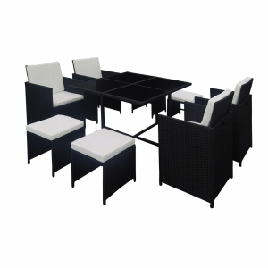 SET DE GRADINA DIN 9 PIESE KUBIKUS, NEGRU/CREM, STIL MODERN, TK