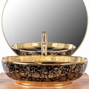 STOC!LAVOAR REA MARGOT, NEGRU/AURIU, 52CM, DIN CERAMICA, CALITATE SUPERIOARA - Img 2