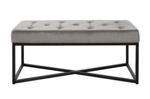 TABURET/MASUTA DE CAFEA CROSSOVER 90X40 GRI, CONFECTIONAT DIN CATIFEA SI OTEL, STIL MODERN