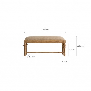 TABURET PAT STOOL NARGIS REF. 25438, CULOARE BEJ, DIN LEMN MASIV DE MANGO , BUMBAC, VIC - Img 4