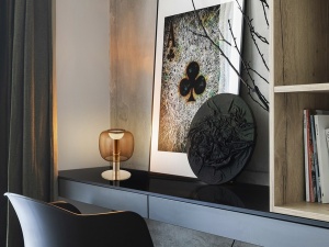VEIOZA ICON, 20 CM, AURIU/AMBER, DIN METAL SI STICLA, STIL MODERN